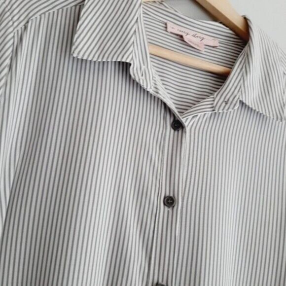 IN EVERY STORY / Penningtons Button Down Striped Shirt Lace-Up Sides Sz X - Picture 7 of 11